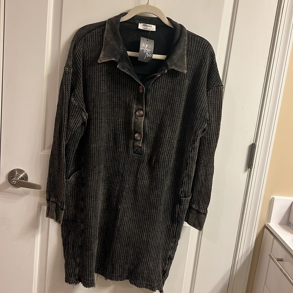 Zenana Vivian Dress w/ Side Pockets - Ash Black - L - Picture 7 of 13